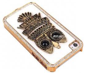 OWL Bling leather 3D crystal colorful iphone Case for iPhone cover 4 4G 4S 5 5G Samsung galaxy S3 case 9300 9220 7100
